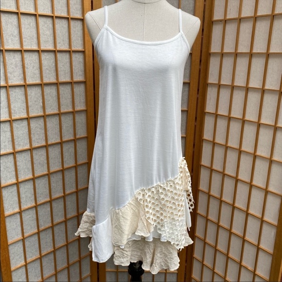 Pretty Angel Layered Linen Blend Dress SZ M - Picture 7 of 11